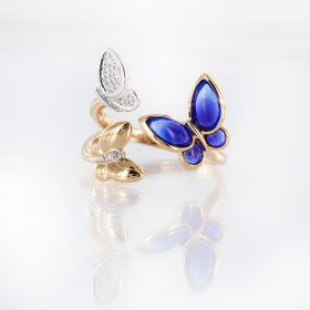 Кольцо "Бабочки" с бриллиантами