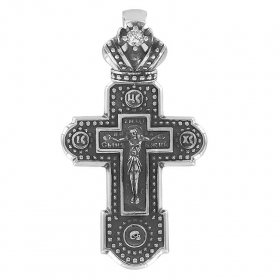 Крест из чернёного серебра с фианитами