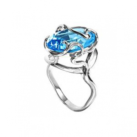 женское кольцо с голубым топазом