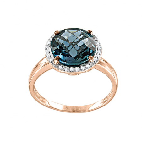 Кольцо с бриллиантами и топазом London blue
