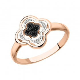 Кольцо с чёрными и бесцветными бриллиантами