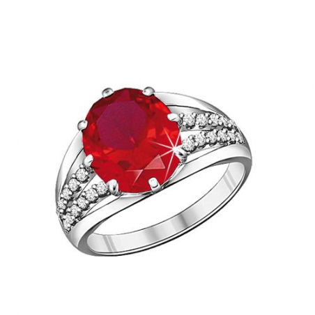 Женское кольцо с рубином и фианитами
